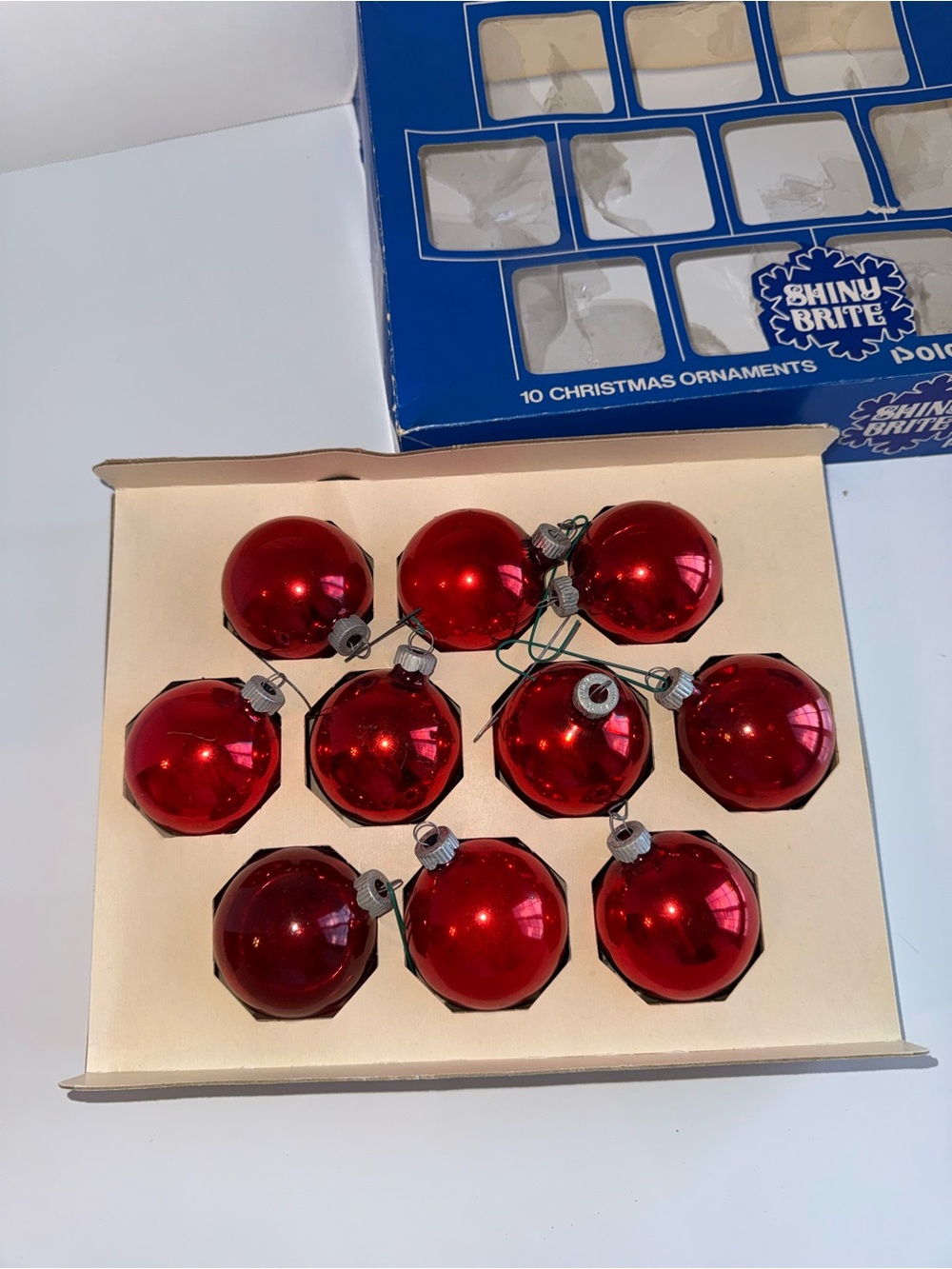 SHINY BRITE Vintage 80s Glass Christmas Tree ornaments 10